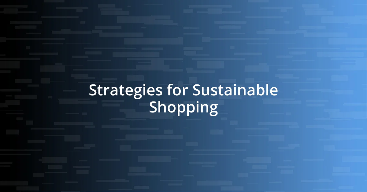 Strategies for Sustainable Shopping